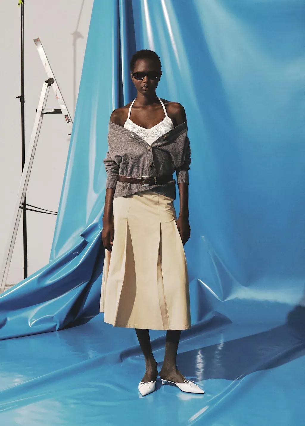 White Top With Perforated Neckline, Natural White, large image number 1