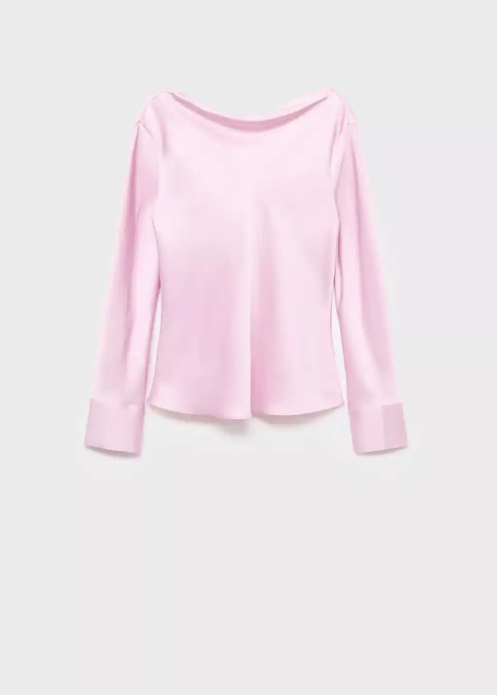 Pink Satin Blouse With Draped Back, , large image number 3
