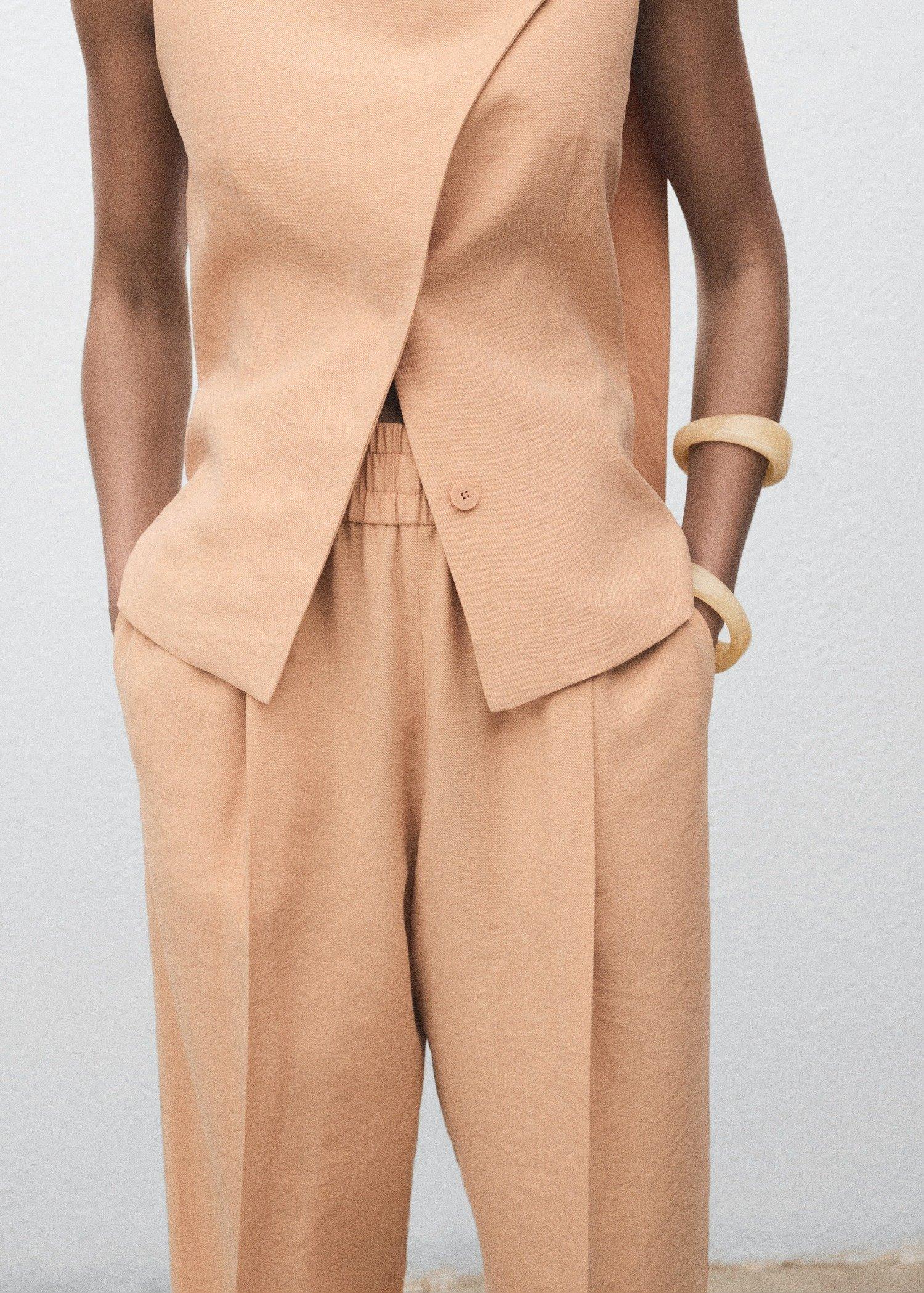 Pink Lyocell Trousers With Elastic Waistband, , large image number 7
