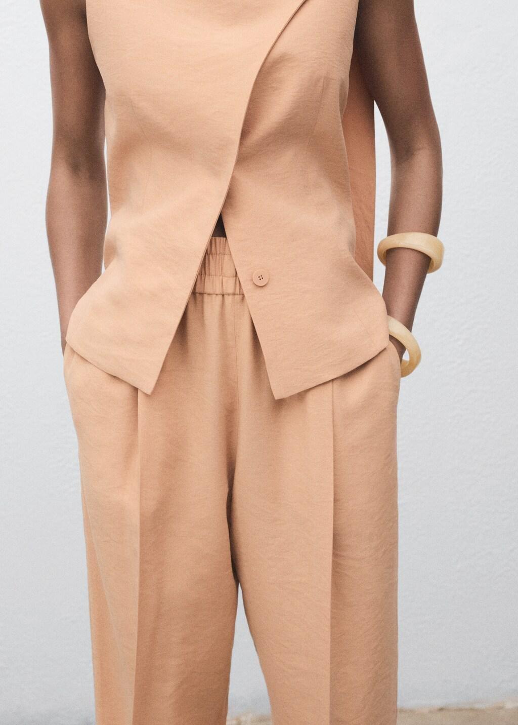 Pink Lyocell Trousers With Elastic Waistband, , large image number 9