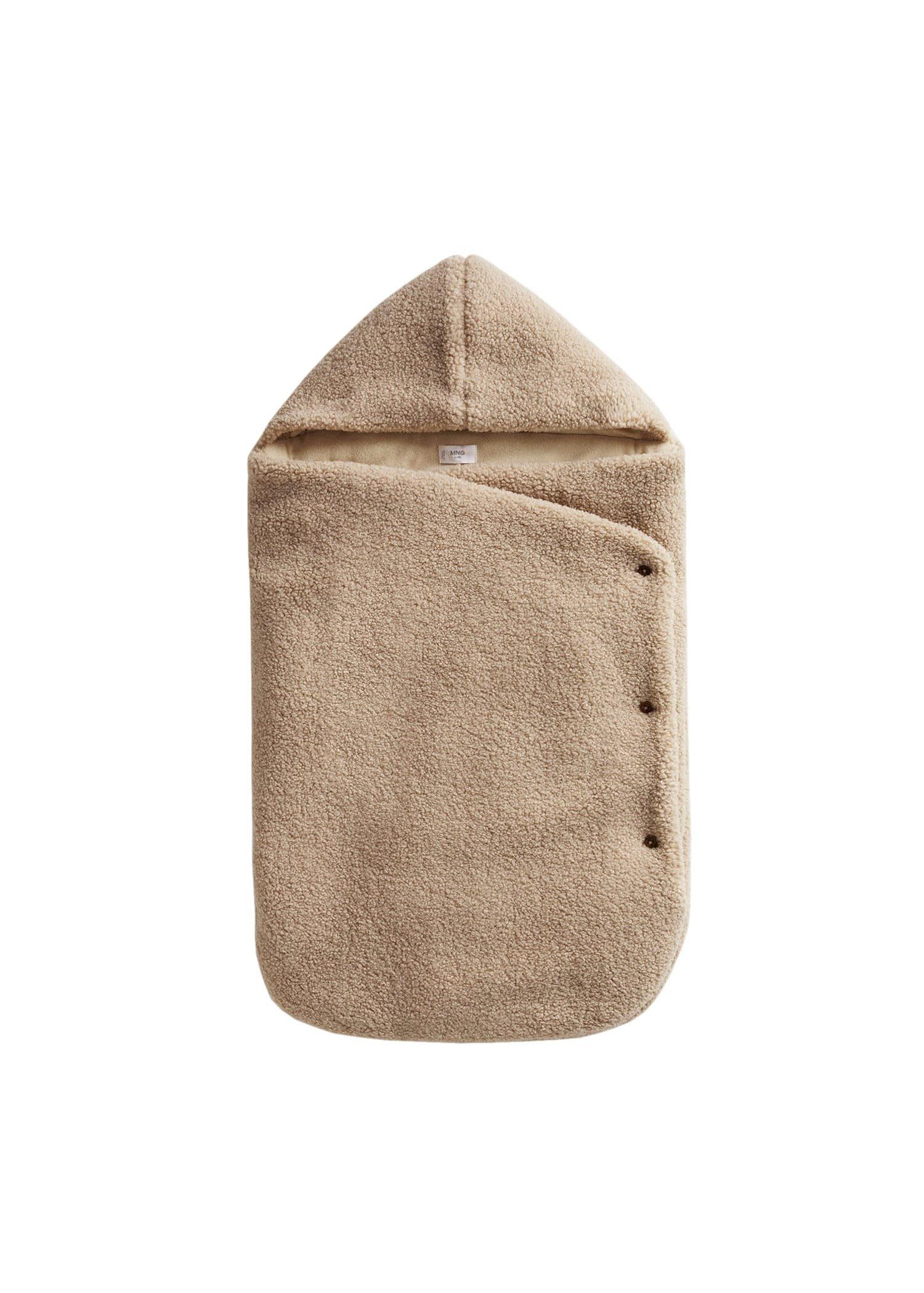 Light Beige Shearling Crib Footmuff With Hood, Baby Newborn, , large image number 0