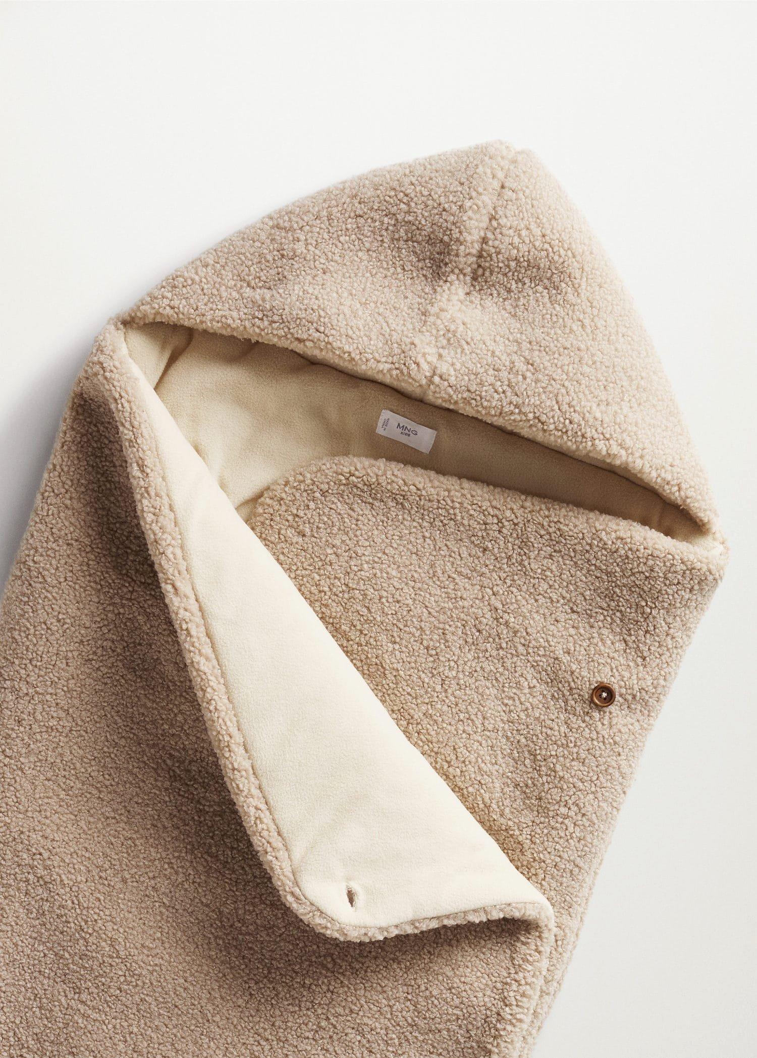 Light Beige Shearling Crib Footmuff With Hood, Baby Newborn, , large image number 1