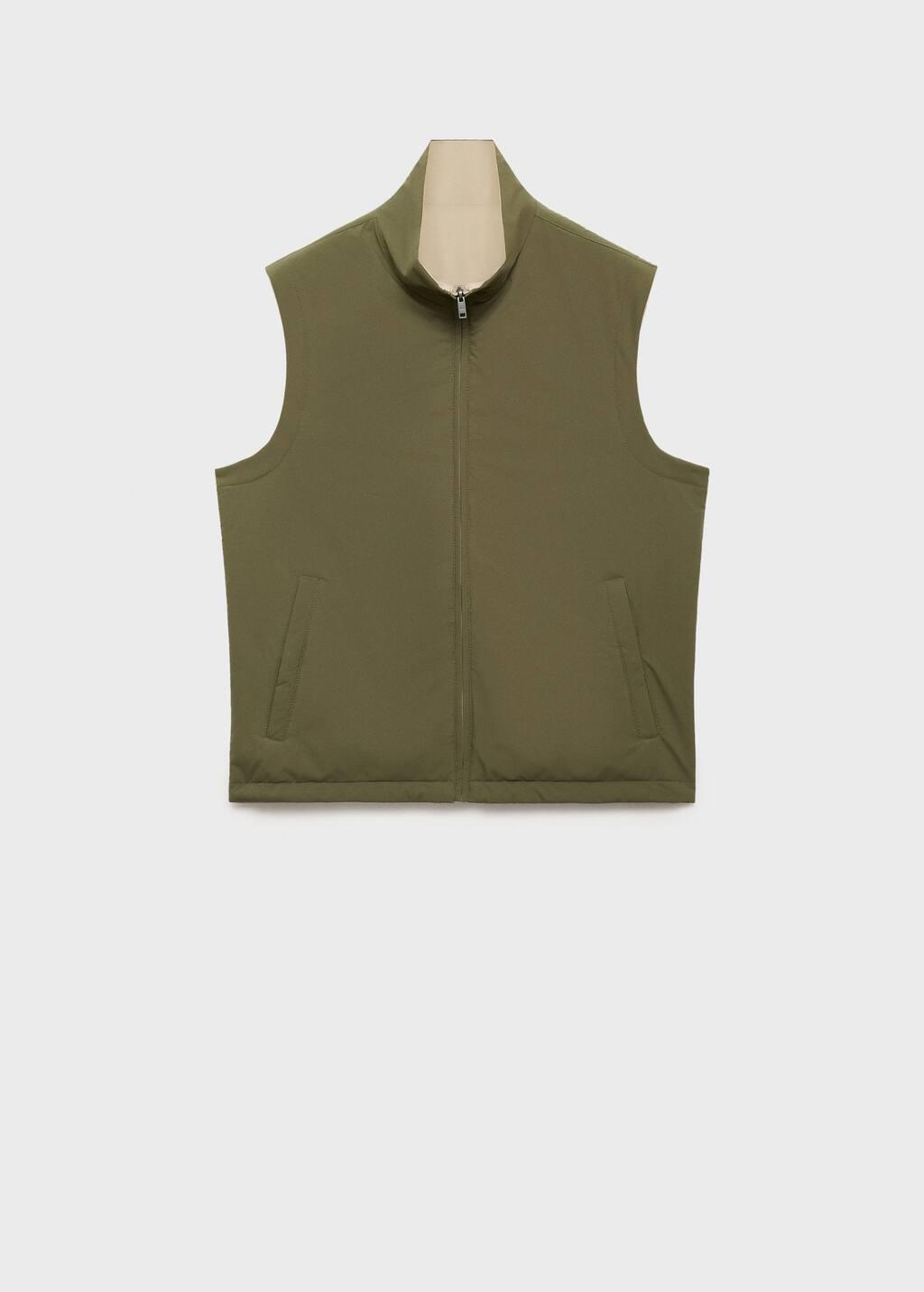 Green Reversible Water-Repellent Gilet, Green, large image number 3
