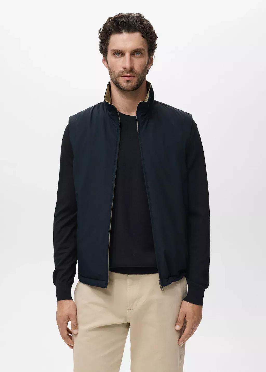 NAVY Reversible water-repellent gilet, Navy, large image number 0