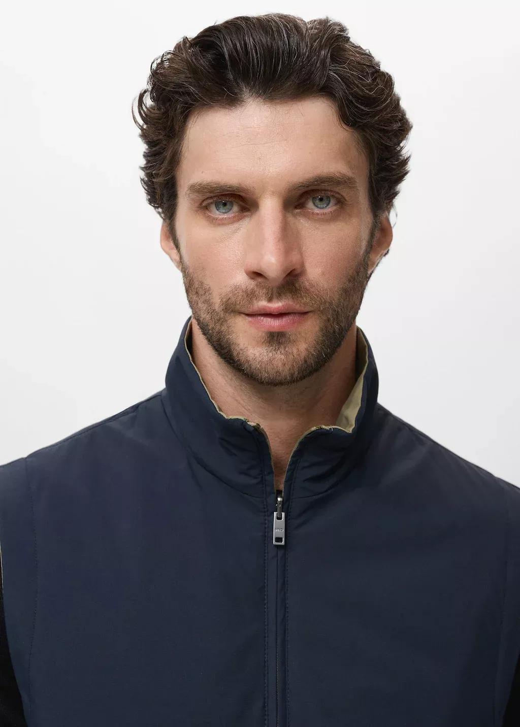 NAVY Reversible water-repellent gilet, Navy, large image number 1