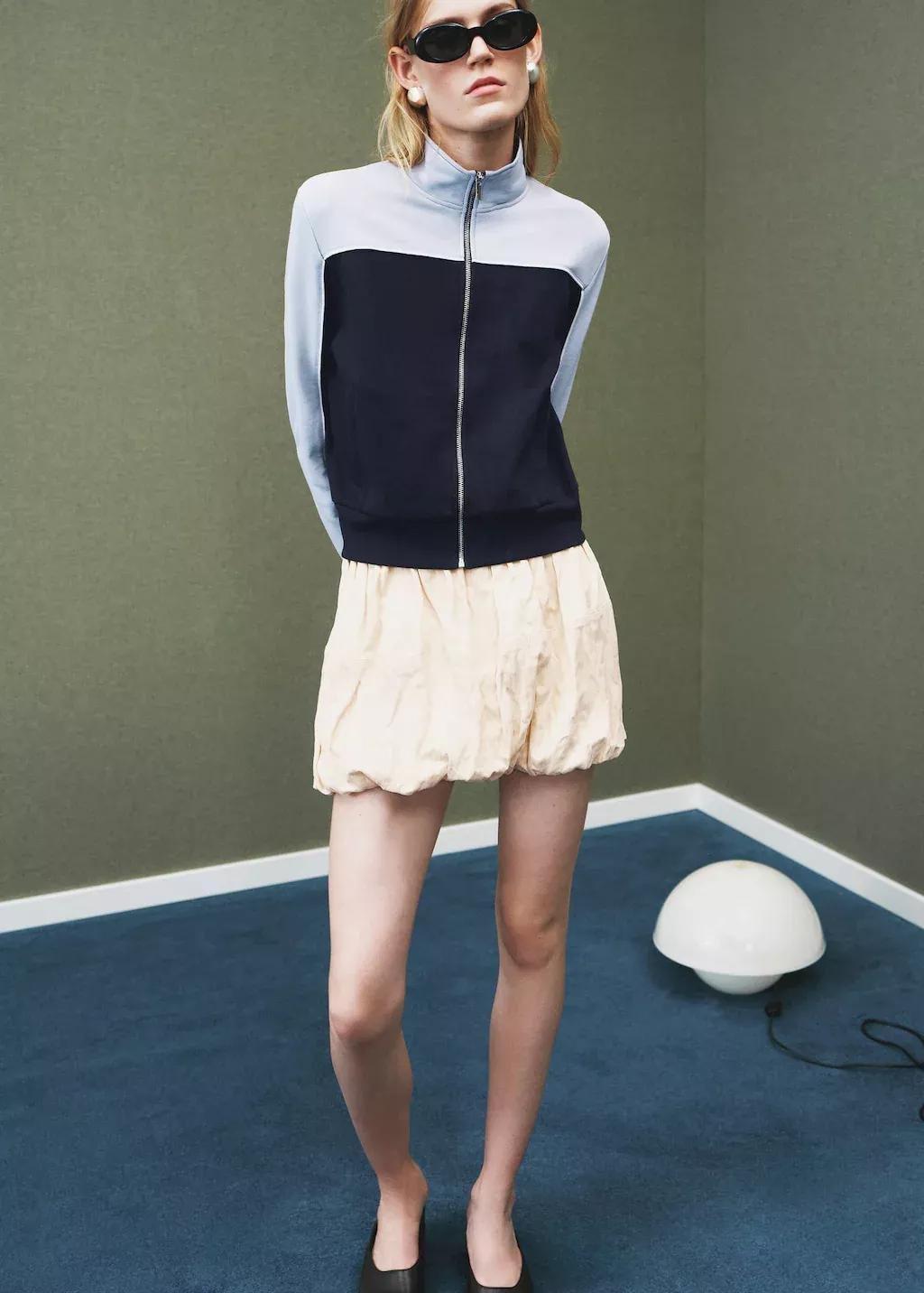 LIGHT BEIGE Creased-effect balloon skirt, Light Beige, large image number 1