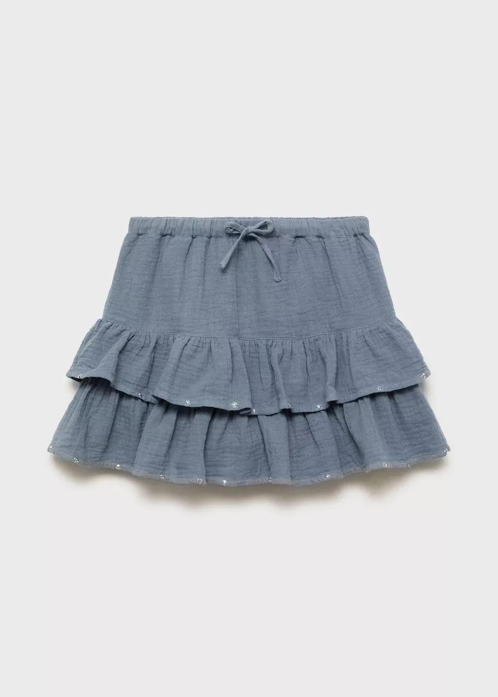Blue Ruffle Skirt With Sequin Detail, Kids Girls, , medium