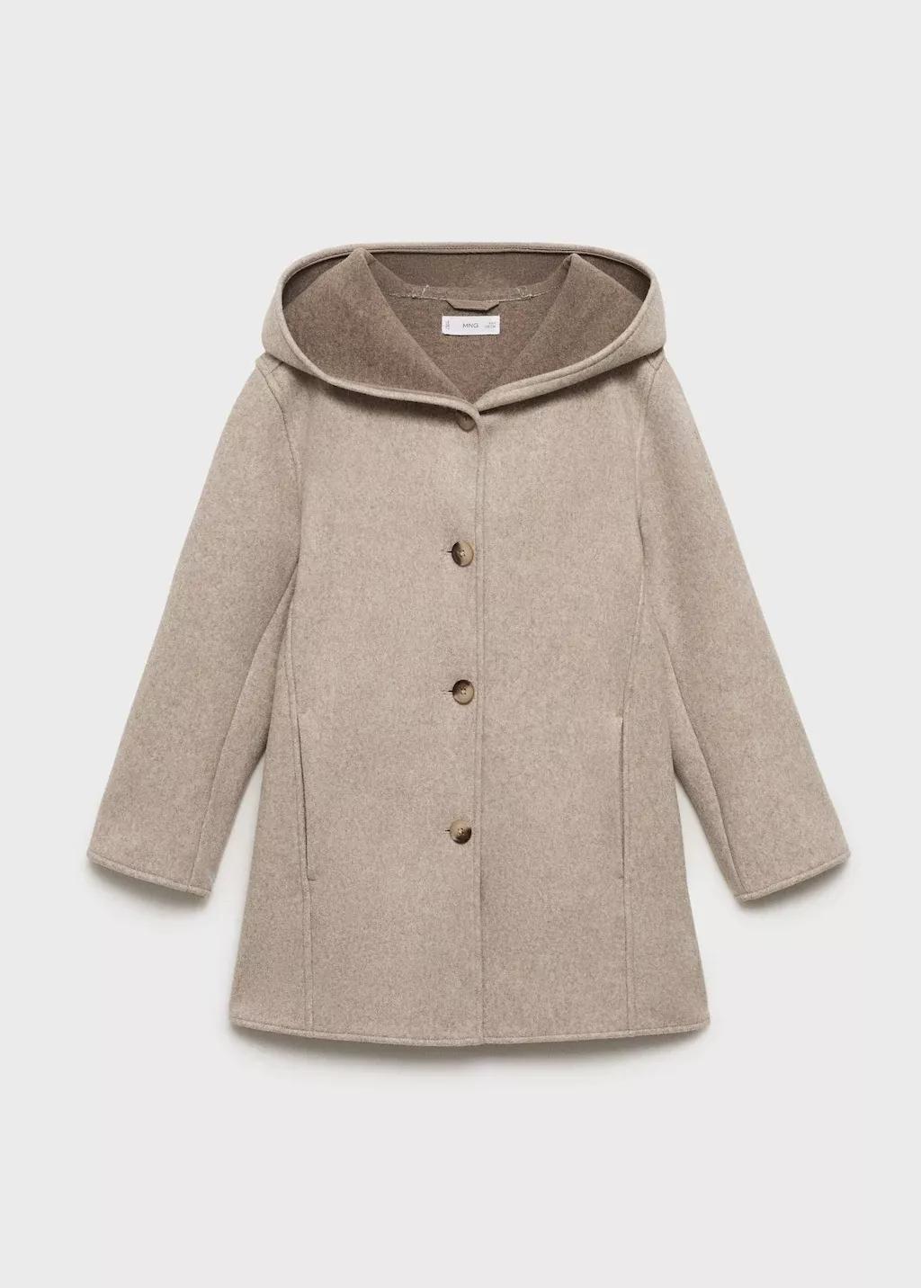 Beige Cloth Coat With Pockets, Kids Girls, Light Beige, large image number 3