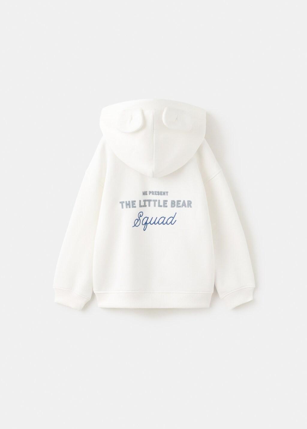 White Printed Hoodie, Baby Girl, Natural White, large image number 1