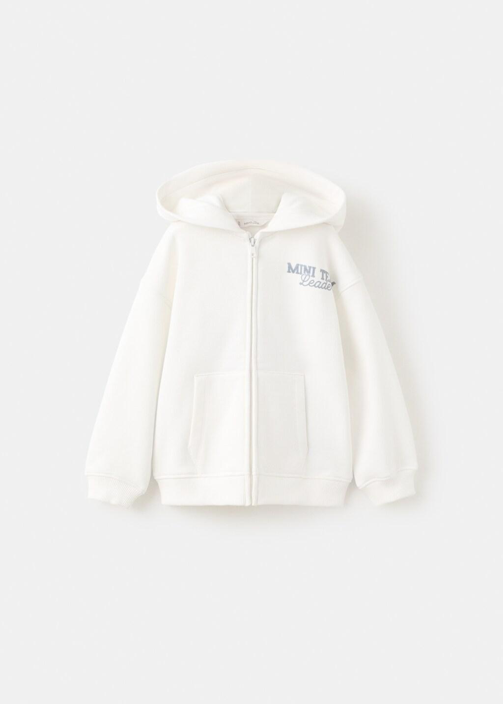 White Printed Hoodie, Baby Girl, Natural White, large image number 3