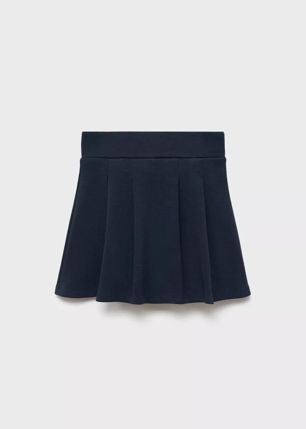 Navy Short Cotton Skirt, Kids Girl, , medium