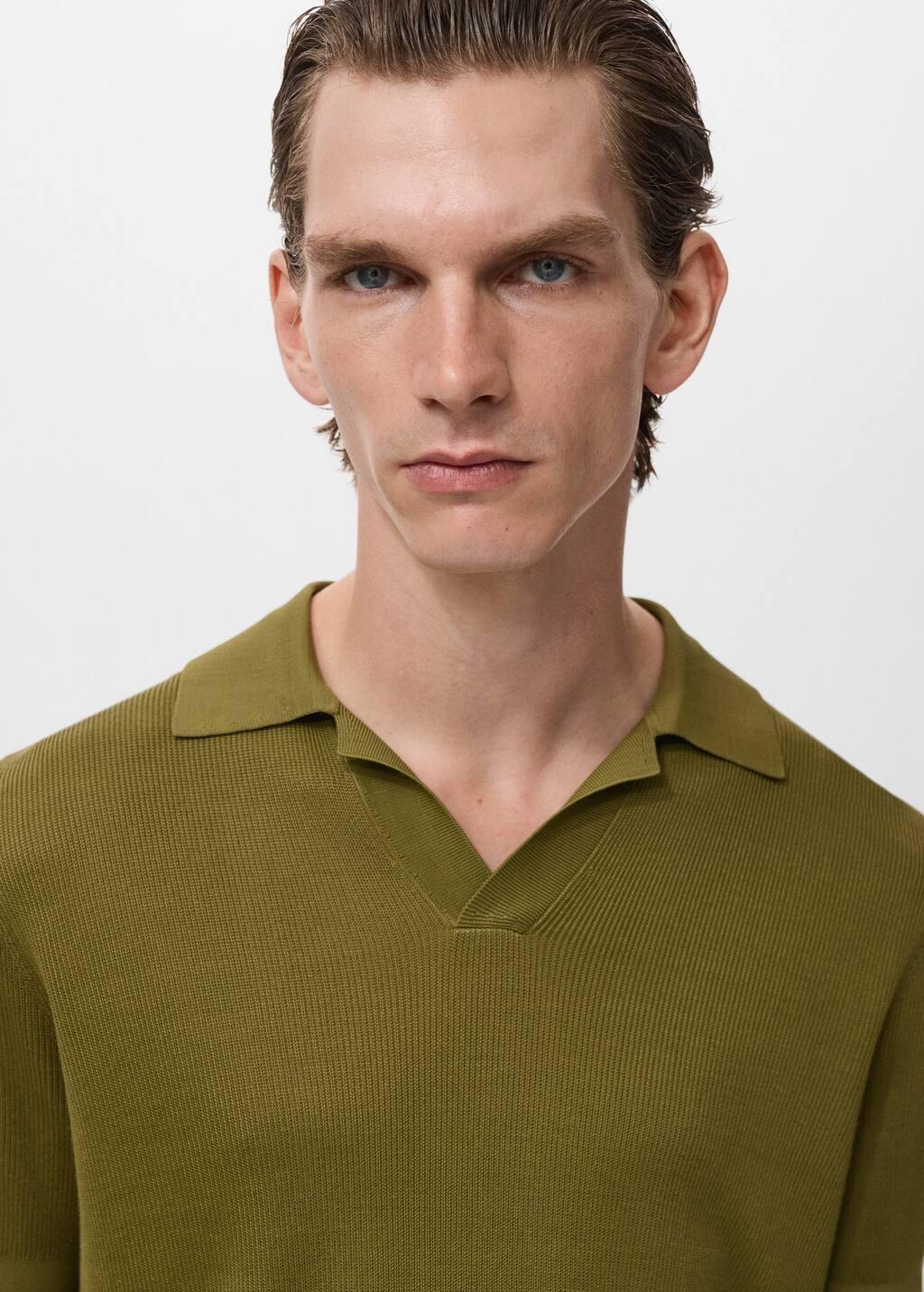 GREEN Cotton polo shirt with microstructure, , large image number 1