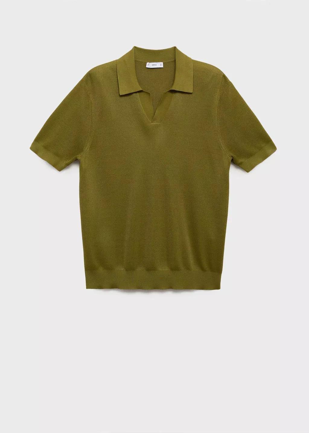 GREEN Cotton polo shirt with microstructure, , large image number 3