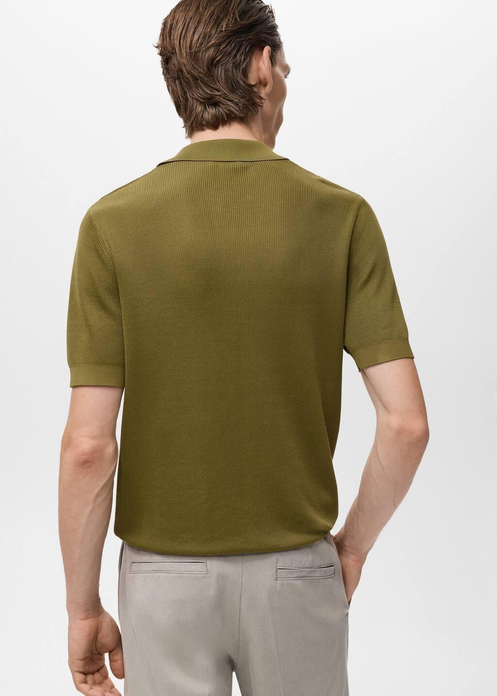 GREEN Cotton polo shirt with microstructure, , large image number 5