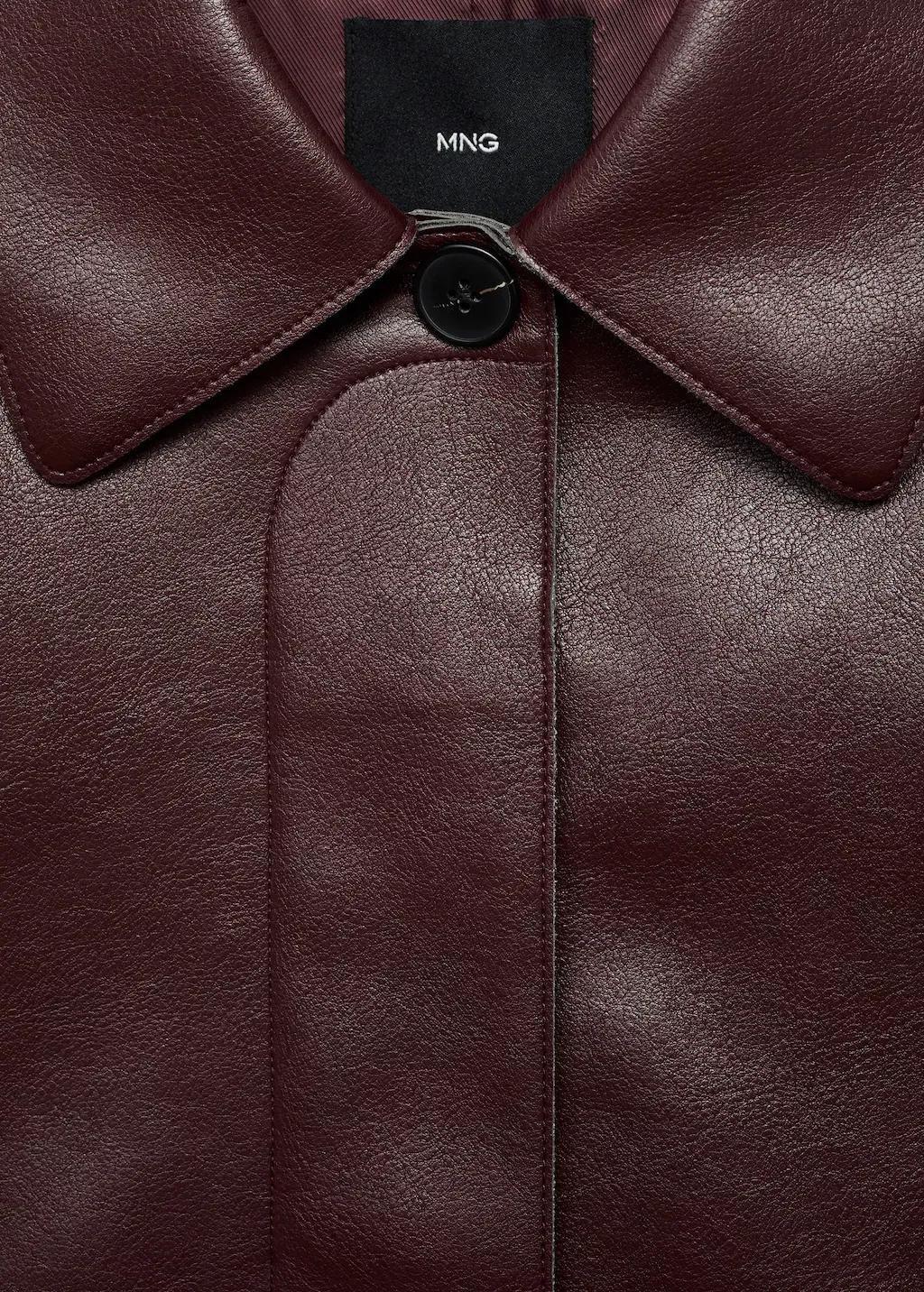 Burgundy Leather-Effect Jacket With Pockets, , large image number 1