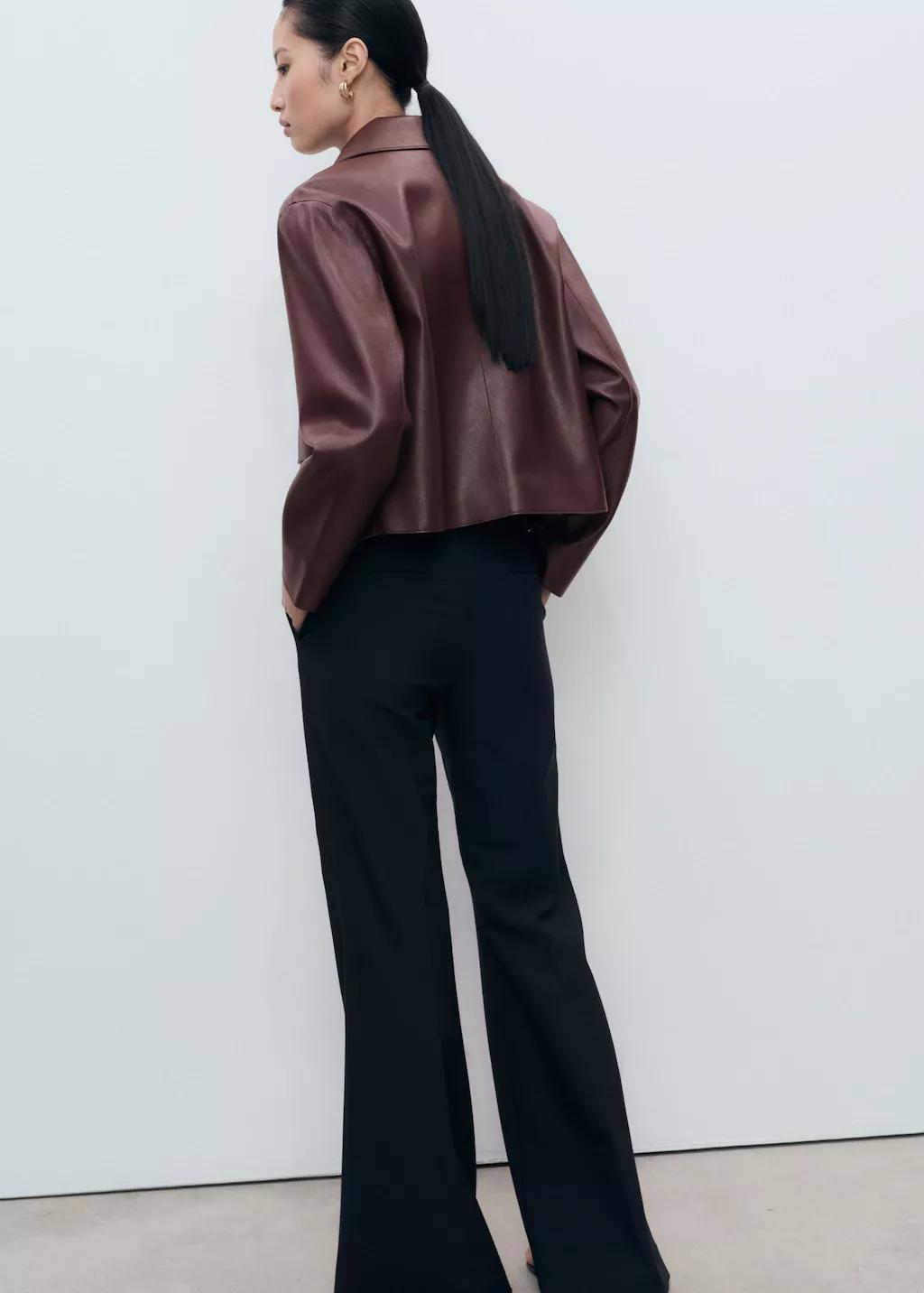Burgundy Leather-Effect Jacket With Pockets, , large image number 2