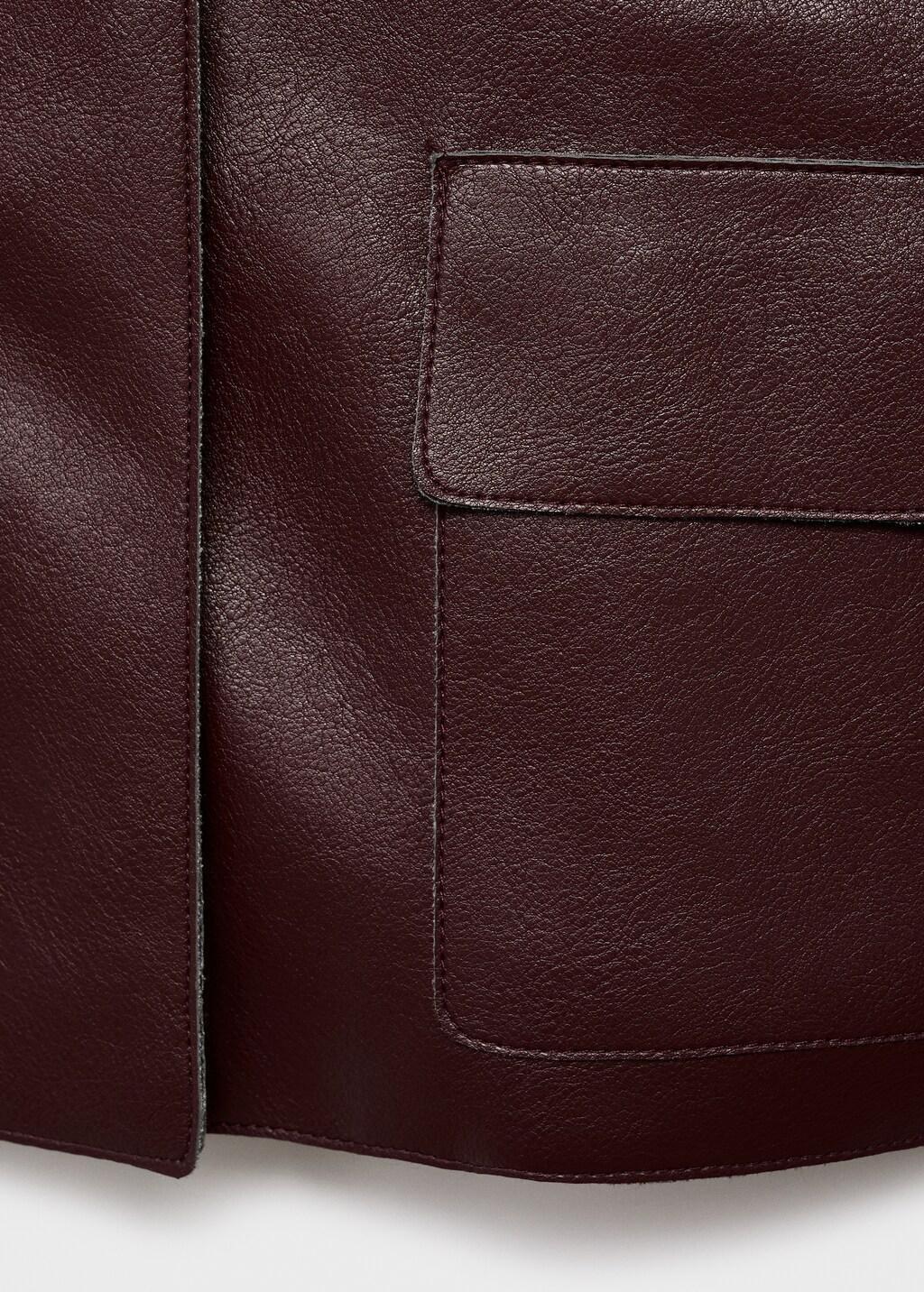 Burgundy Leather-Effect Jacket With Pockets, , large image number 5