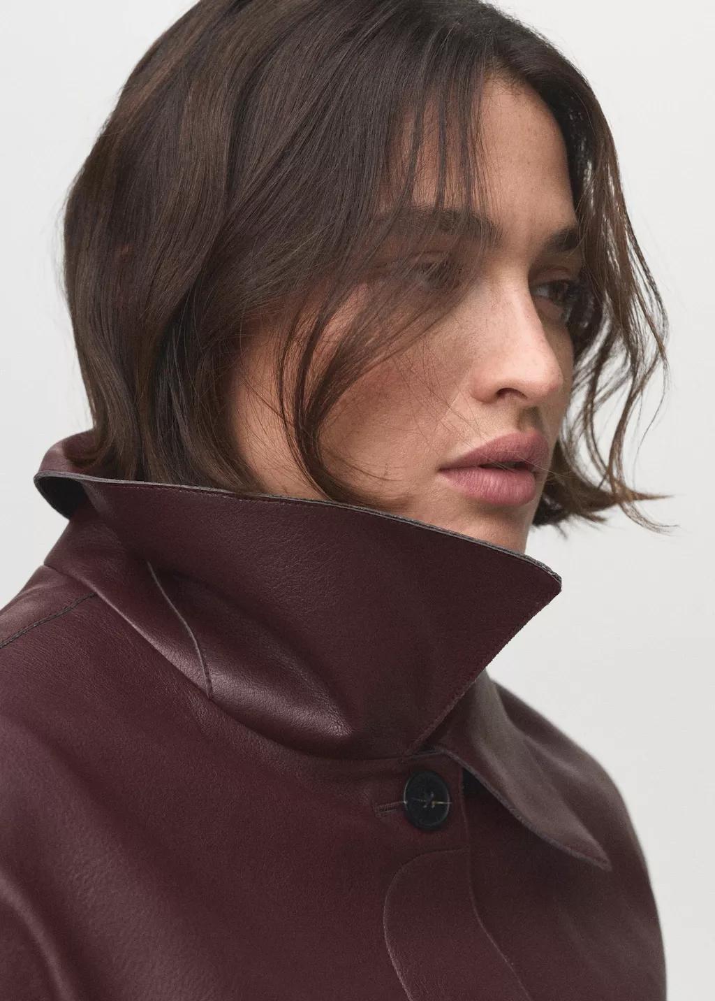 Burgundy Leather-Effect Jacket With Pockets, , large image number 9