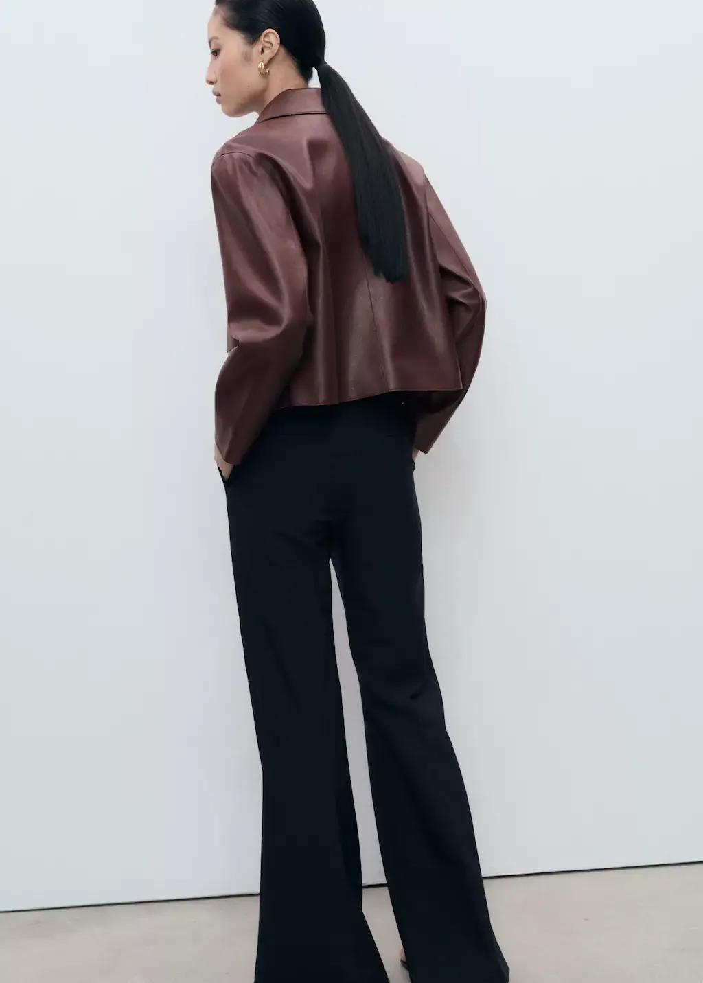 Burgundy Leather-Effect Jacket With Pockets, Dark Red, large image number 13