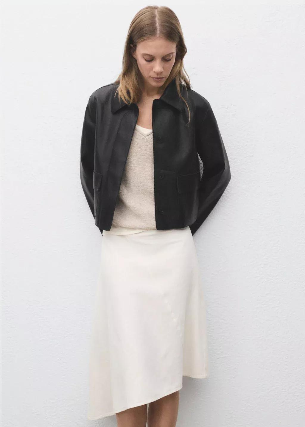 Black Leather-Effect Jacket With Pockets, , large image number 2