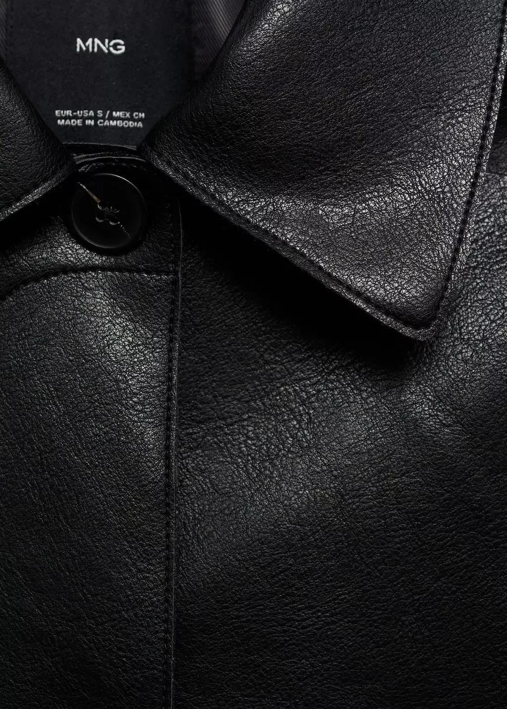 Black Leather-Effect Jacket With Pockets, , large image number 7