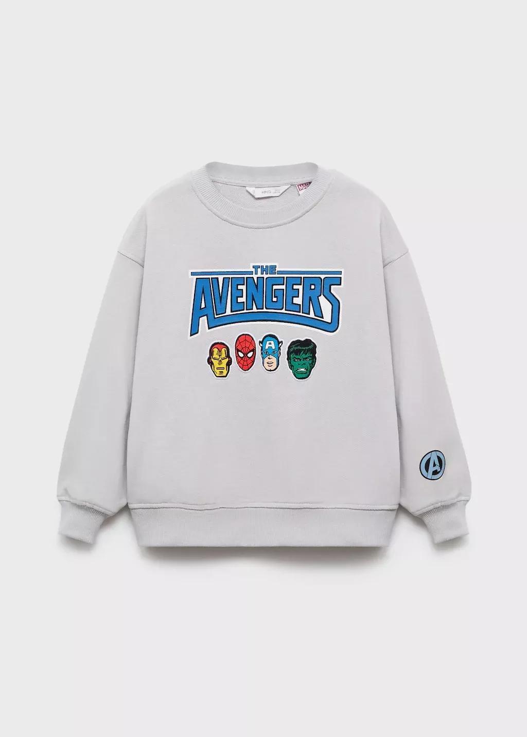 White Avengers Cotton Hoodie, Kids Boys, Natural White, large image number 0