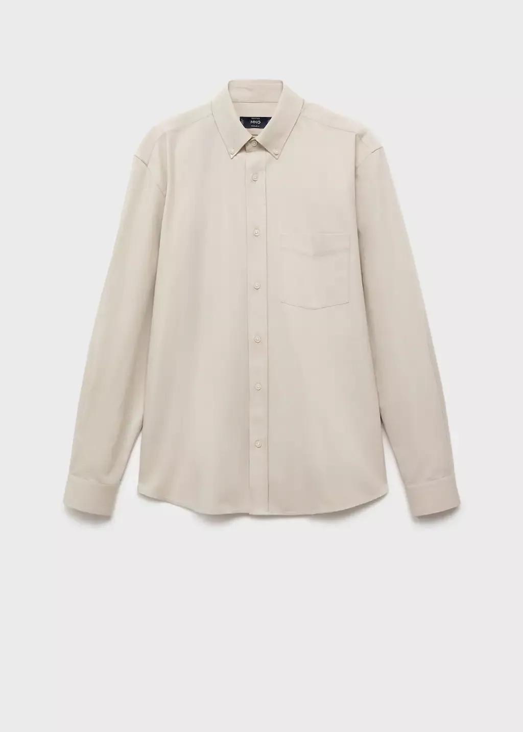 LIGHT BEIGE 100% cotton regular fit pocket shirt, Light Beige, large image number 3