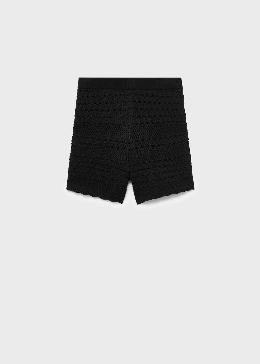 Black Chunky-Knit Shorts, , large image number 6