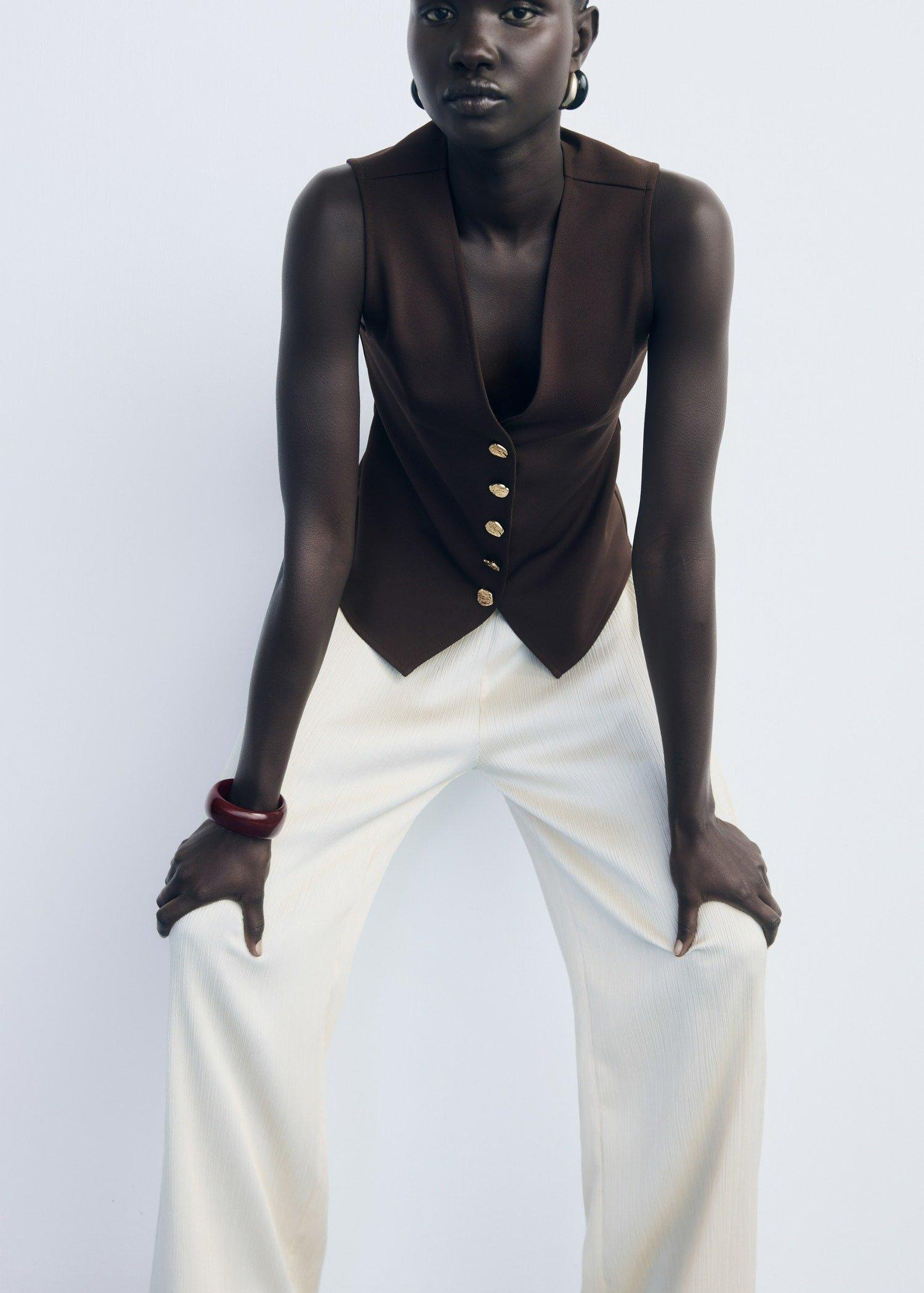 Brown Jewel Button Gilet, 0201_30, medium