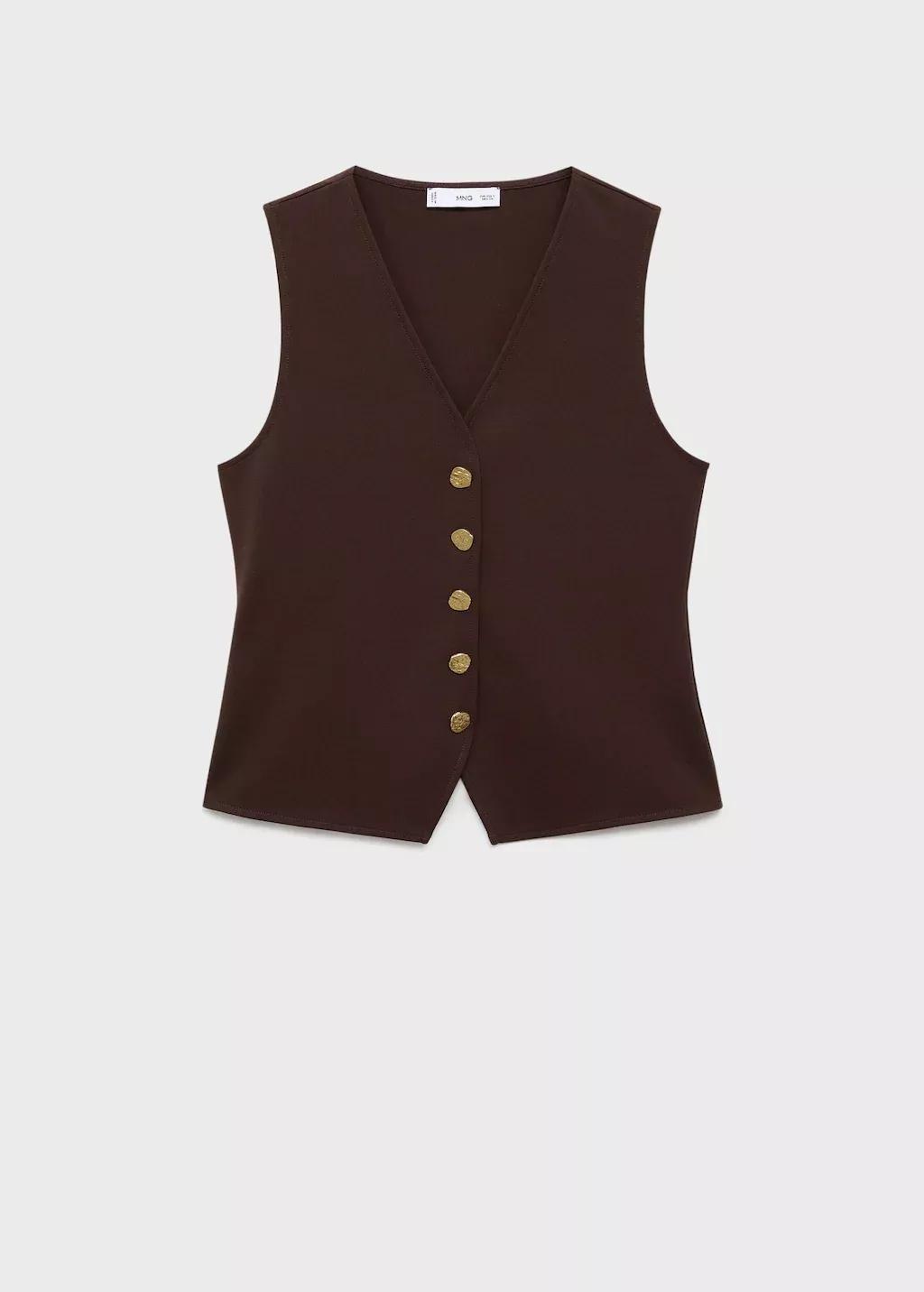 Brown Jewel Button Gilet, 0201_30, large image number 7