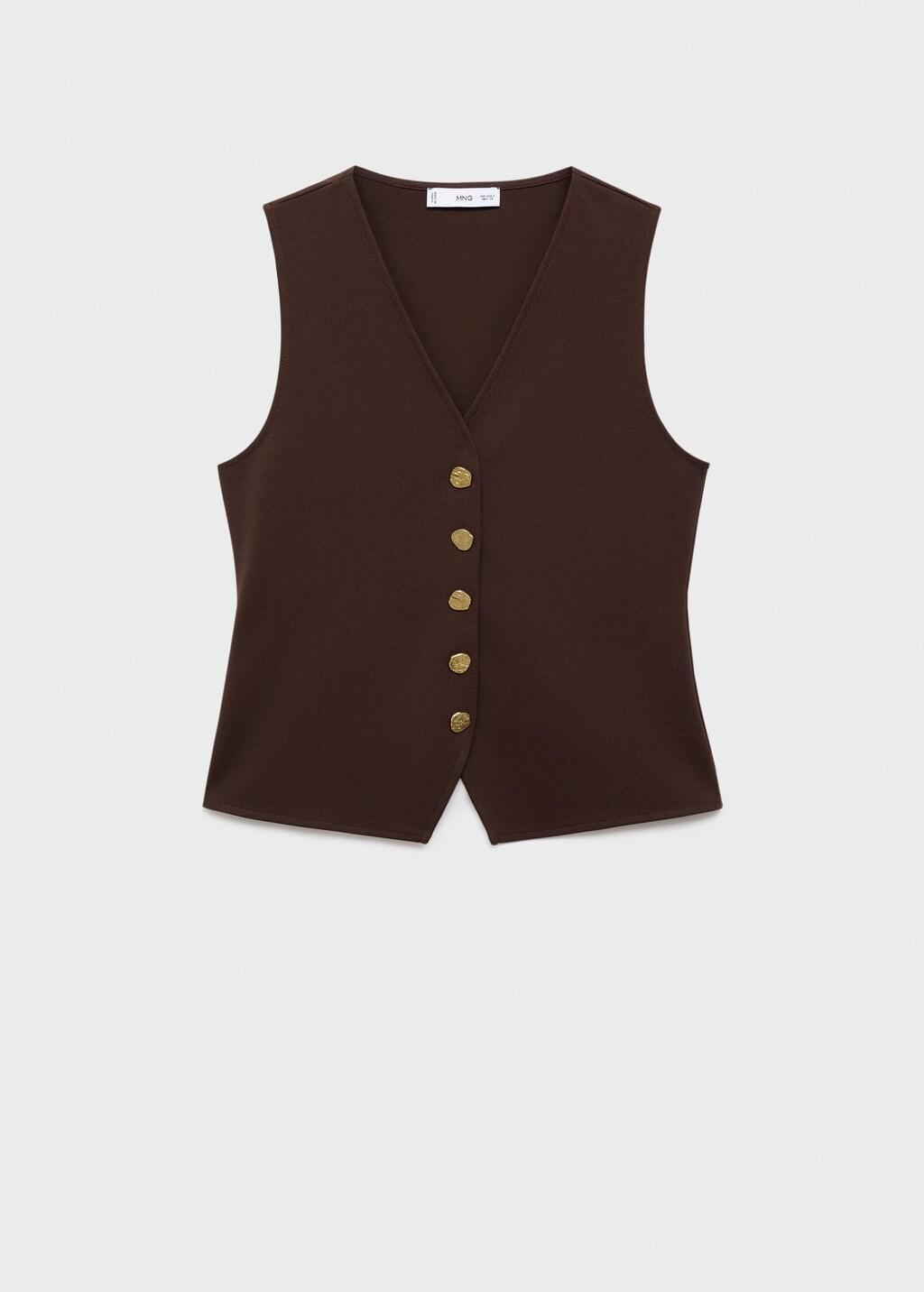 Brown Jewel Button Gilet, , large image number 13