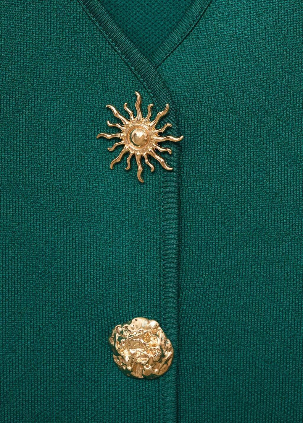 DARK GREEN Knitted waistcoat with jewel buttons, , large image number 1
