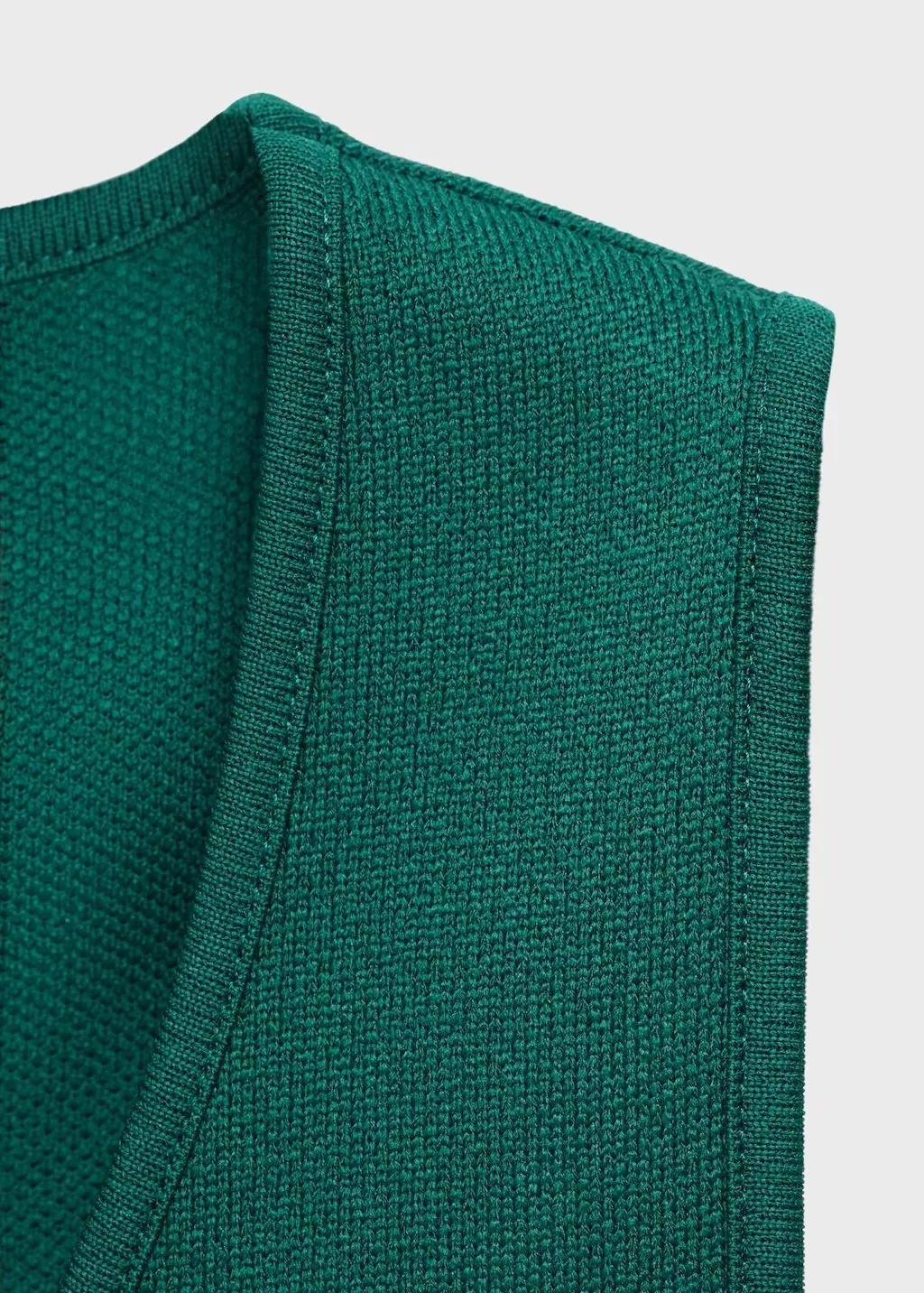 DARK GREEN Knitted waistcoat with jewel buttons, , large image number 5