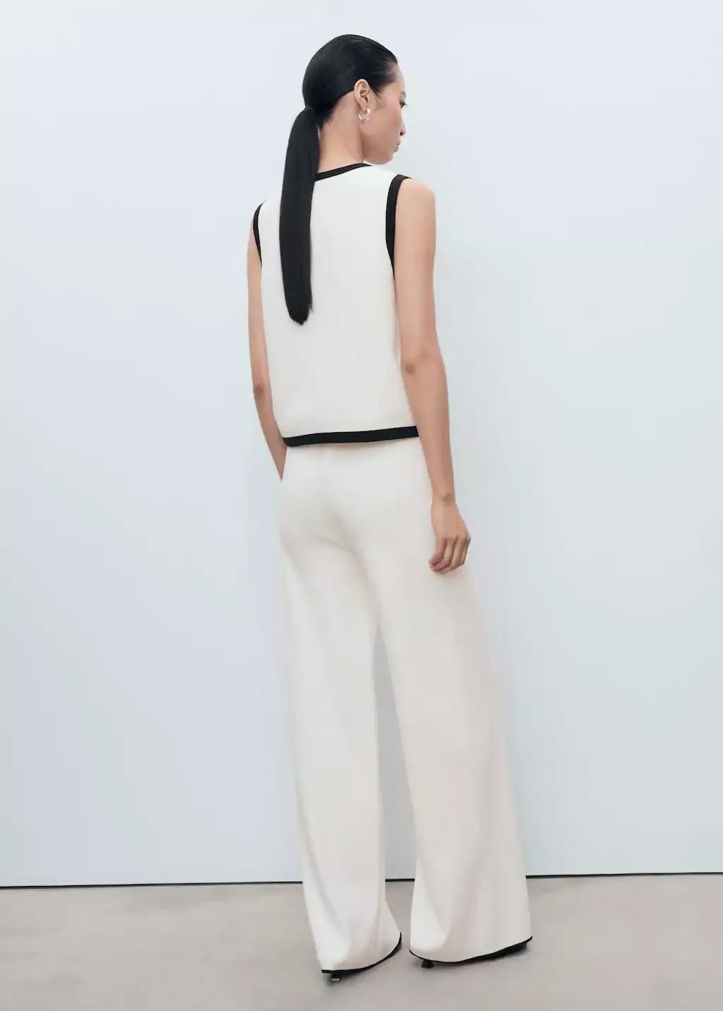 Beige Contrasting Low-Rise Knitted Trousers, , large image number 8