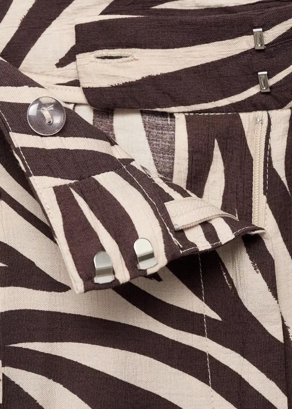 Black Straight-Leg Zebra-Print Pleated Trousers, , large image number 1