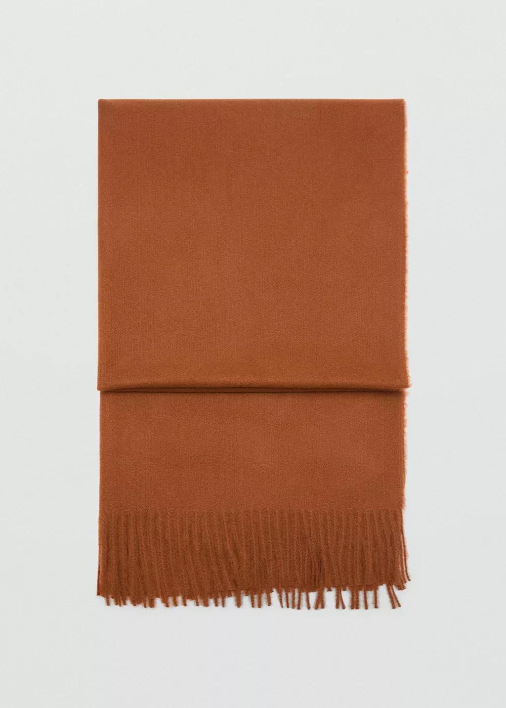 DARK BROWN Fringed edge scarf, Dark Brown, medium