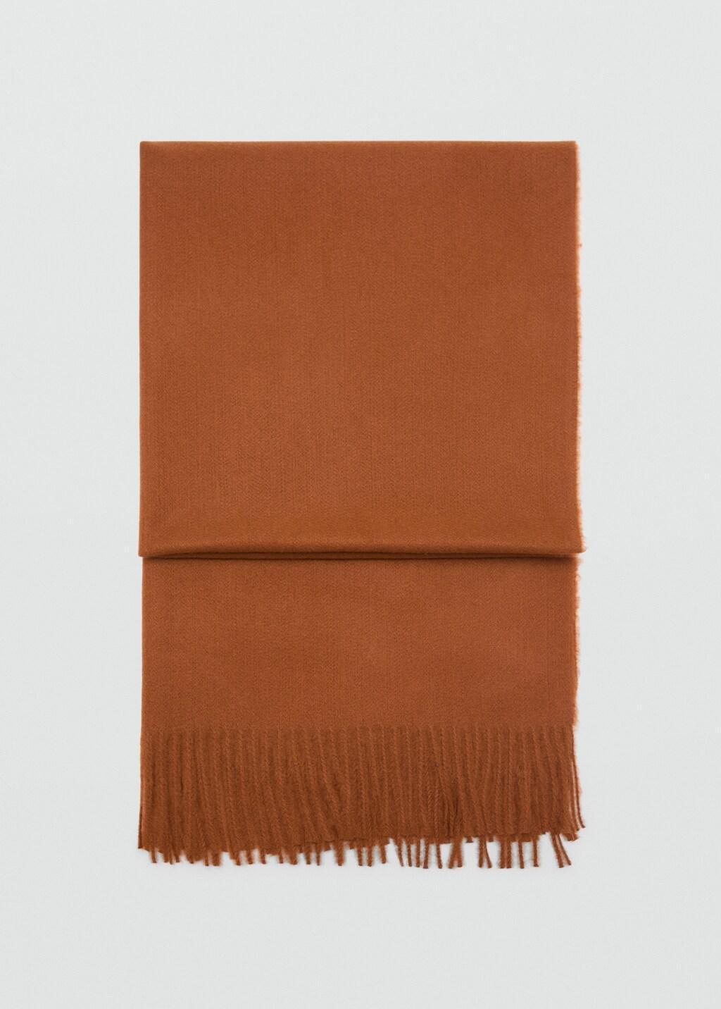 Brown Fringed Edge Scarf, Dark Brown, large image number 3