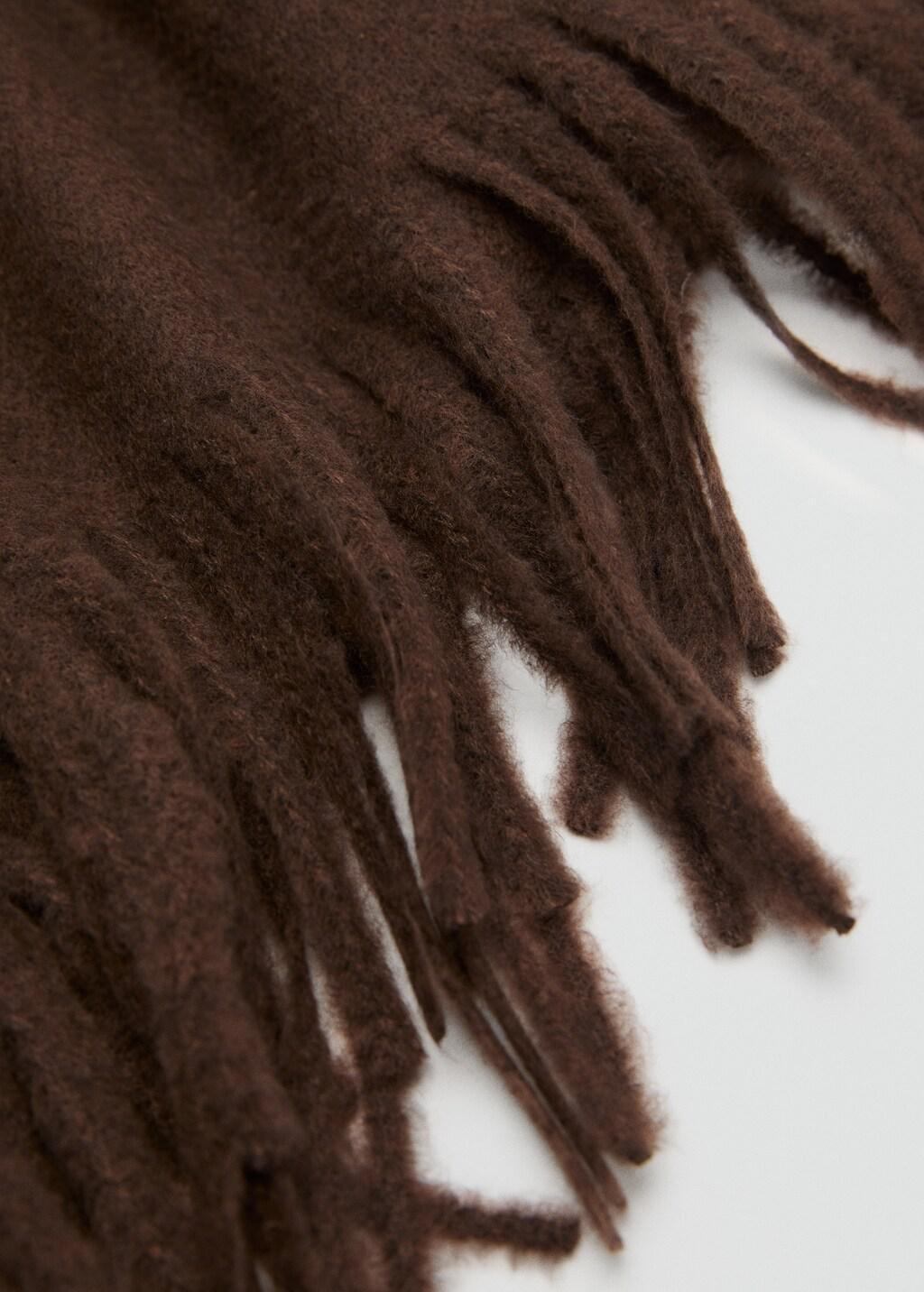 Brown Fringed Edge Scarf, Dark Brown, large image number 1