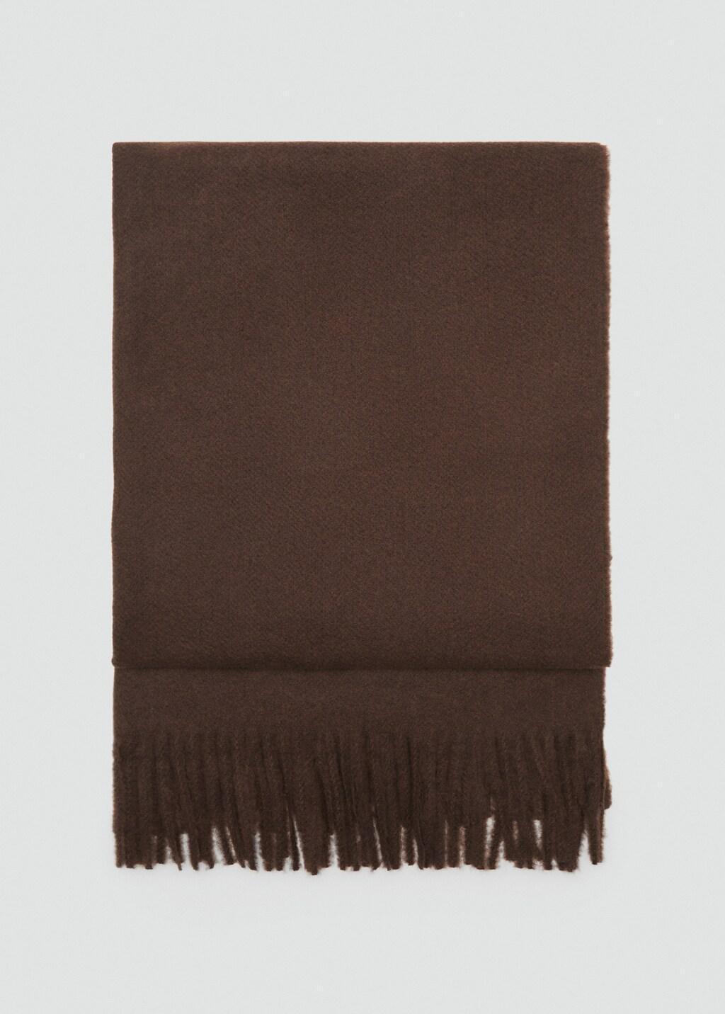 Brown Fringed Edge Scarf, Dark Brown, large image number 3