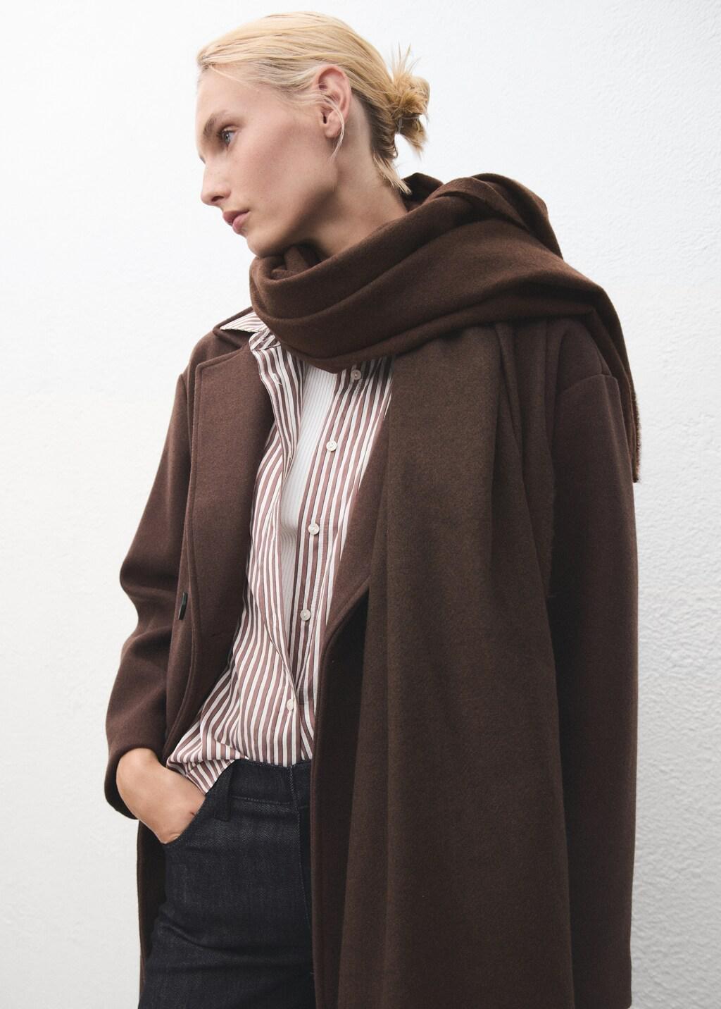 Brown Fringed Edge Scarf, Dark Brown, large image number 4