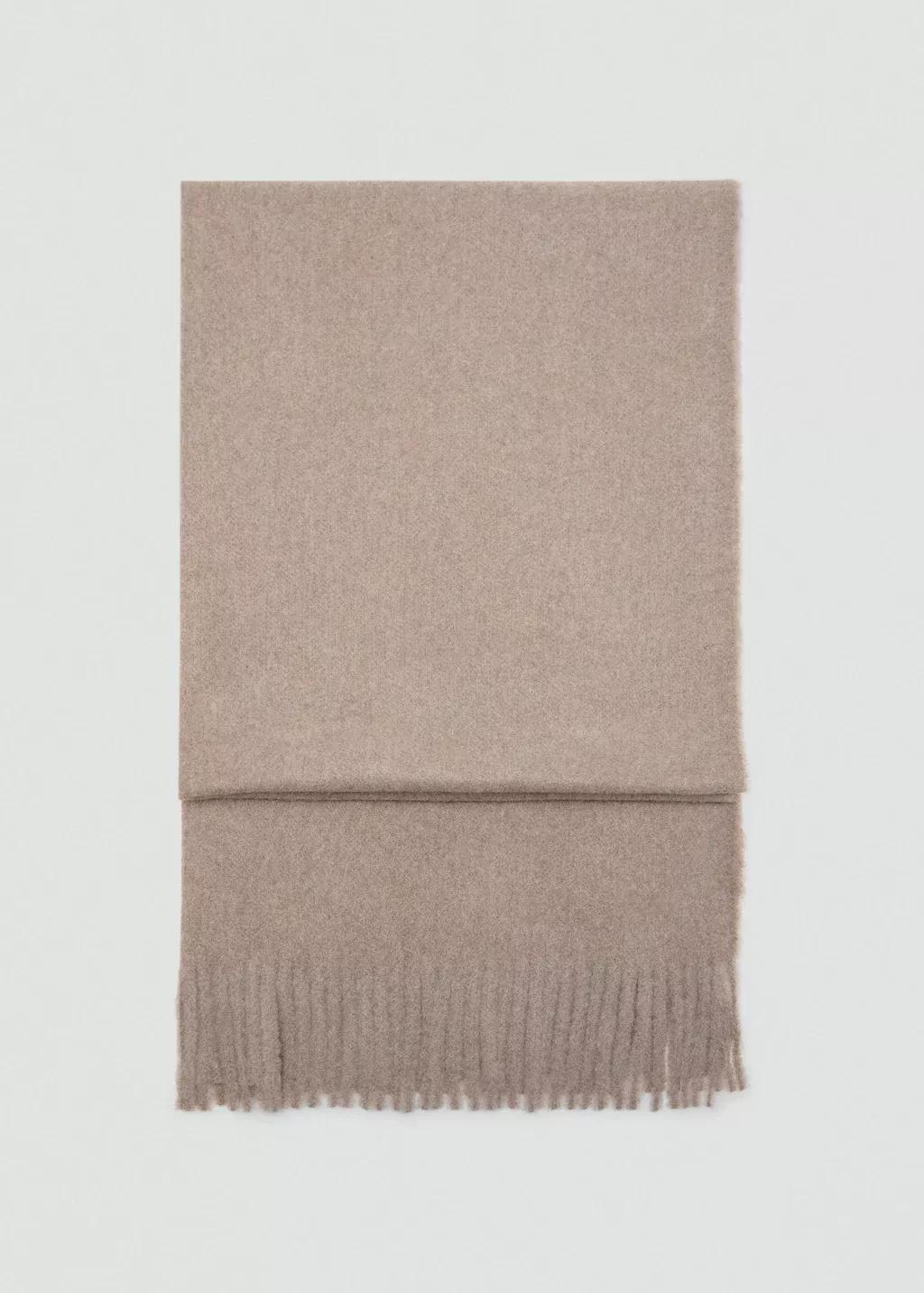 Brown Fringed Edge Scarf, Medium Brown, large image number 1