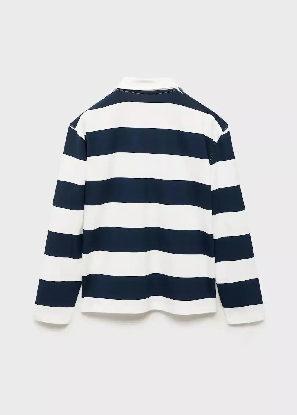 Navy Striped Cotton Polo Shirt, Kids Boy, , large image number 1
