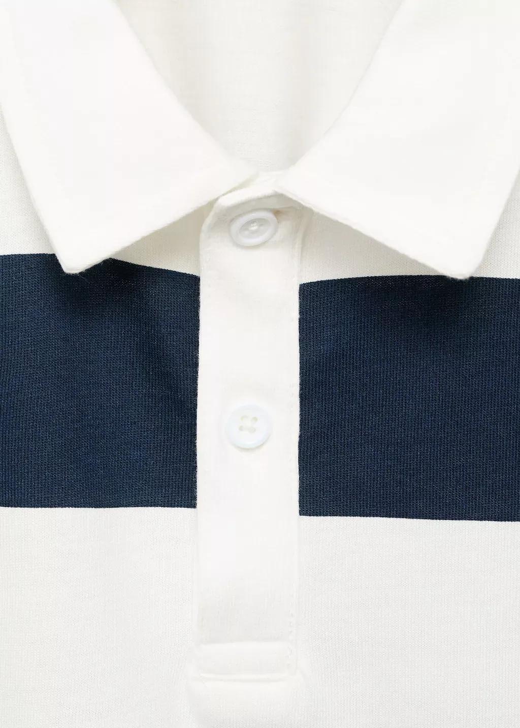 Navy Striped Cotton Polo Shirt, Kids Boy, , large image number 2