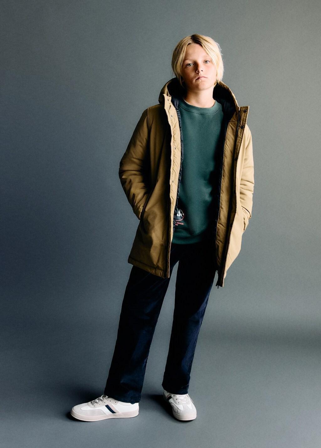 Brown Hooded Anorak With Buttons, Kids Boy, Medium Brown, large image number 0