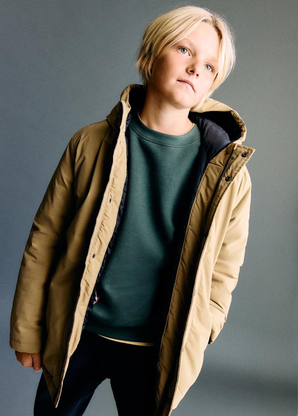 Brown Hooded Anorak With Buttons, Kids Boy, Medium Brown, large image number 5