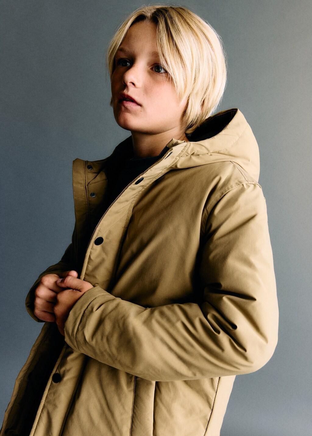 Brown Hooded Anorak With Buttons, Kids Boy, Medium Brown, large image number 7