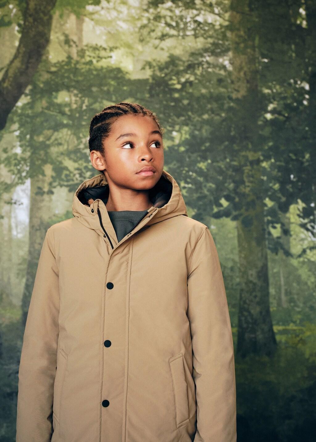 Brown Hooded Anorak With Buttons, Kids Boy, Medium Brown, large image number 10