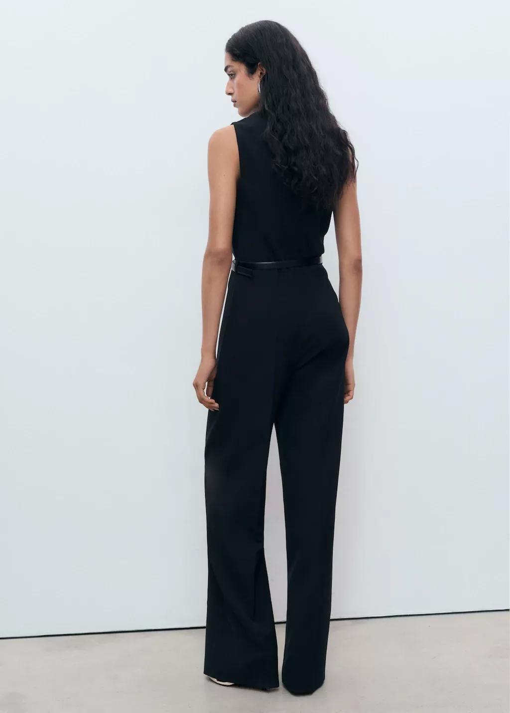 Black Cowl Neck Belted Jumpsuit, , large image number 2