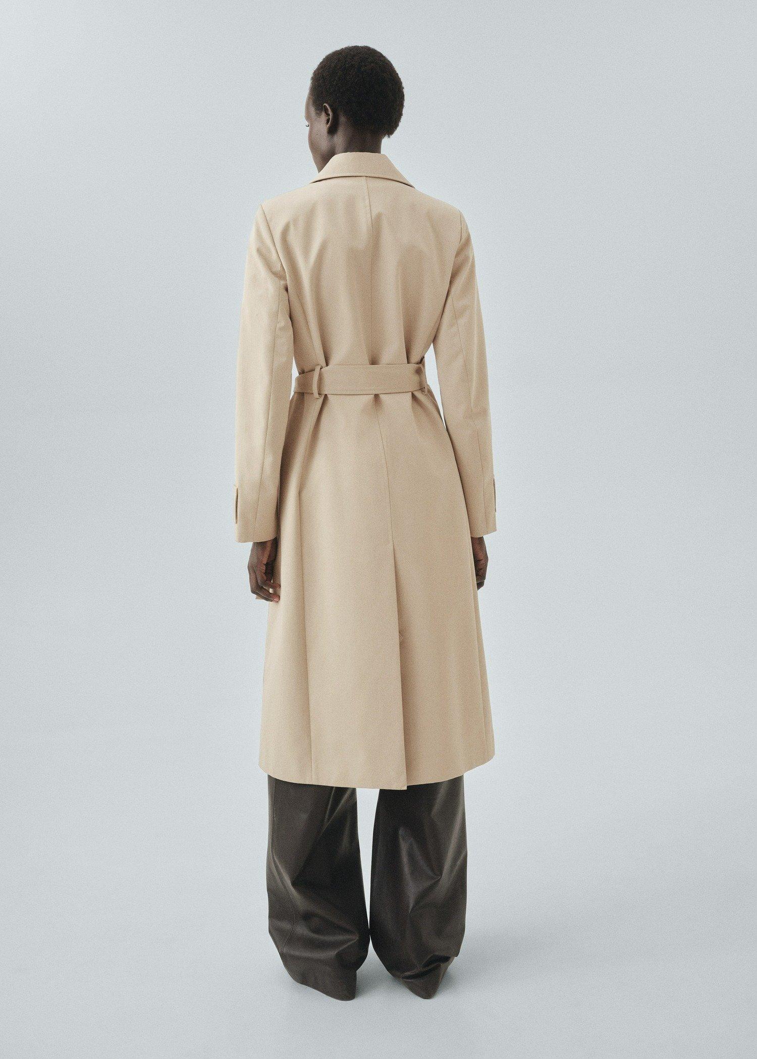 Beige Classic Cotton Trench Coat, Light Beige, large image number 2