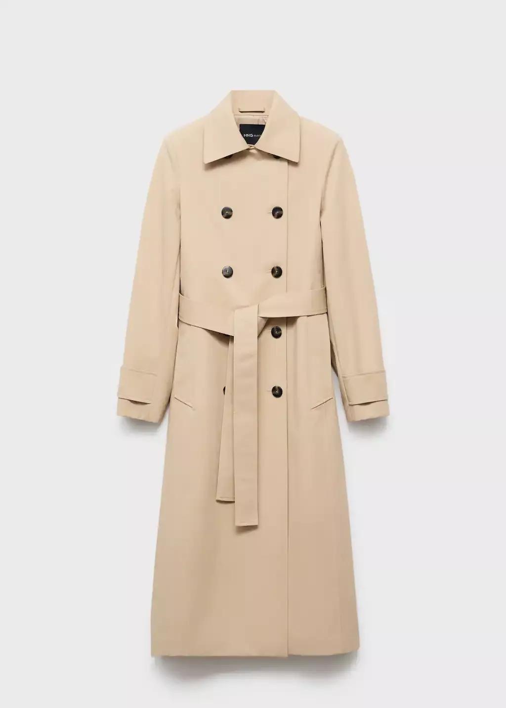 Beige Classic Cotton Trench Coat, Light Beige, large image number 4